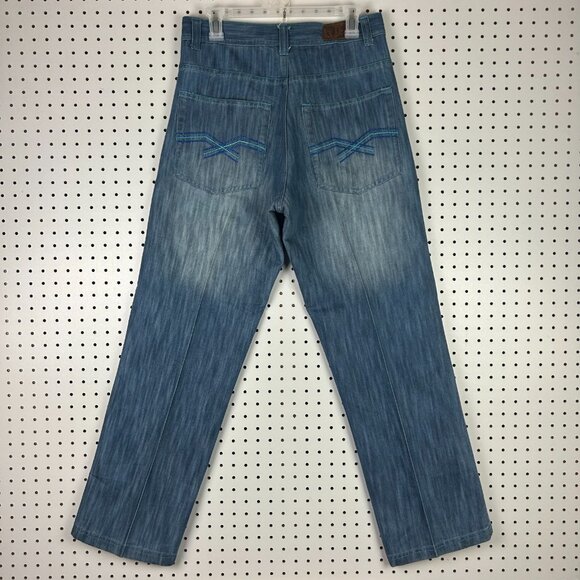 Rick Jeans Y2K Embroidered 30x32 Stitched Grunge Gothic Skater Hip Hop Wash 90s - Picture 1 of 7